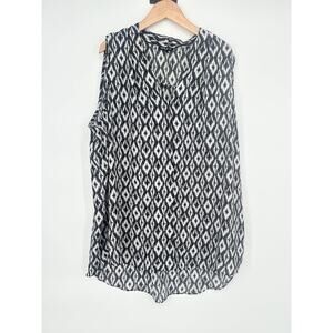 Sami & Jo Plus Size 2x Womens Sleeveless Tunic Top Geometric Office Flowy Modern